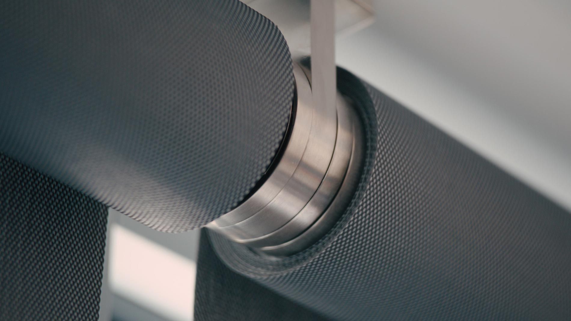 Close-up of a modern motorized window shade